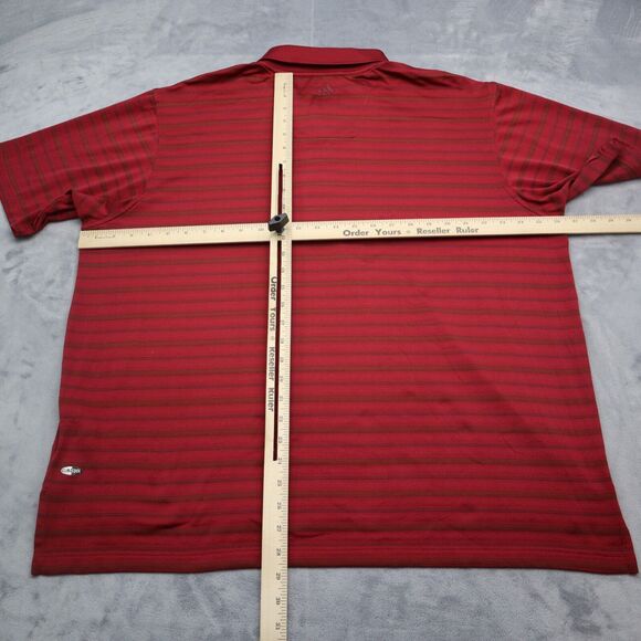 Adidas Shirt Mens XL Extra Red Golf Polo Lightweight Stretch 3 Stripes Work * - Picture 3 of 16